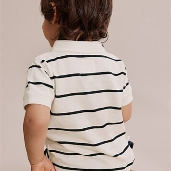 Boys' Short Sleeve Polo Shirt - Cat & Jack™ White/Navy Blue XS (4/5) - Picture 4 of 4